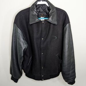 Mens XL Vintage Wool Leather Insulated Bomber